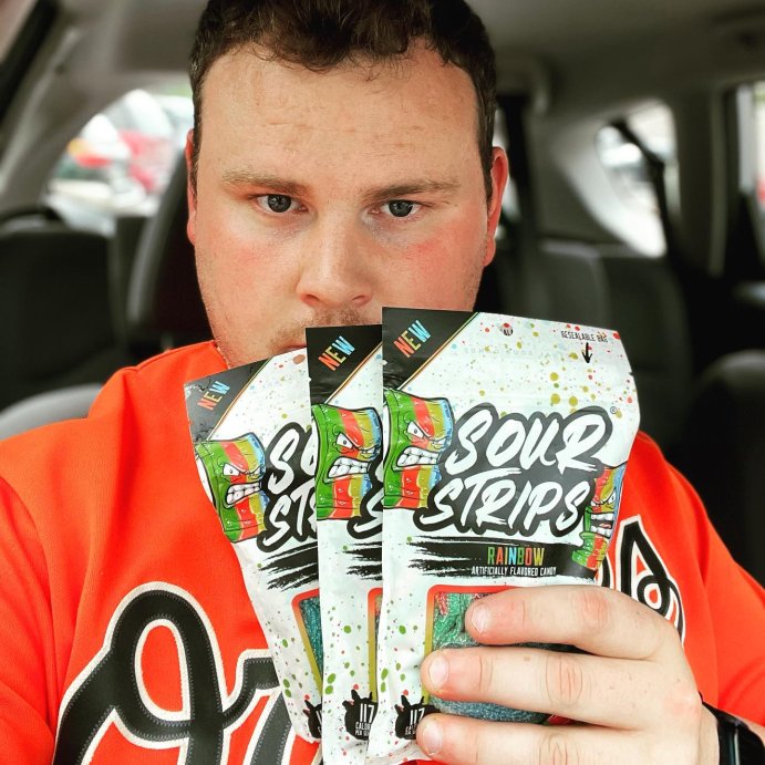 user image by @npcdalton, Sour Strips Rainbow Candy - 3.4oz