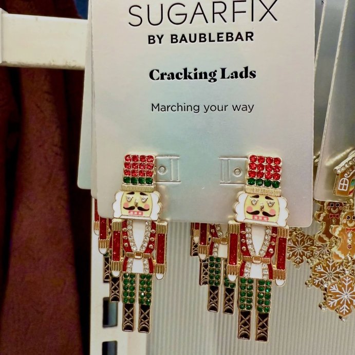 user image by @stylebyked, SUGARFIX by BaubleBar Cracking Lads Earrings - Red/Green/White