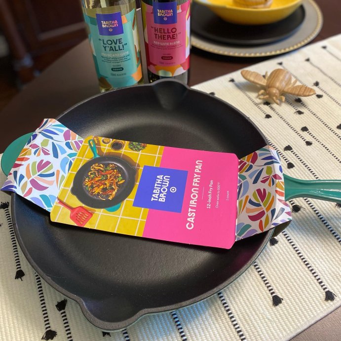user image by @flairandfinery, 12&#34; Enameled Cast Iron Fry Pan Green - Tabitha Brown for Target: Skillet, Even-Heating, Oven-Safe, Cookware