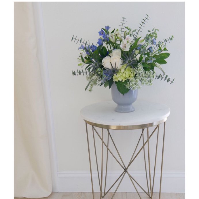 user image by @floral_compass, Marble Top Round Table Gold - Threshold&#8482;: Luxury Glam Steel Frame, No Assembly, Lacquered Finish