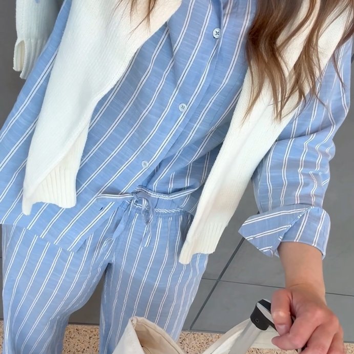 user image by @rachelpuccetti, Women's Striped Cotton Blend Long Sleeve Pajama Shirt - Auden™