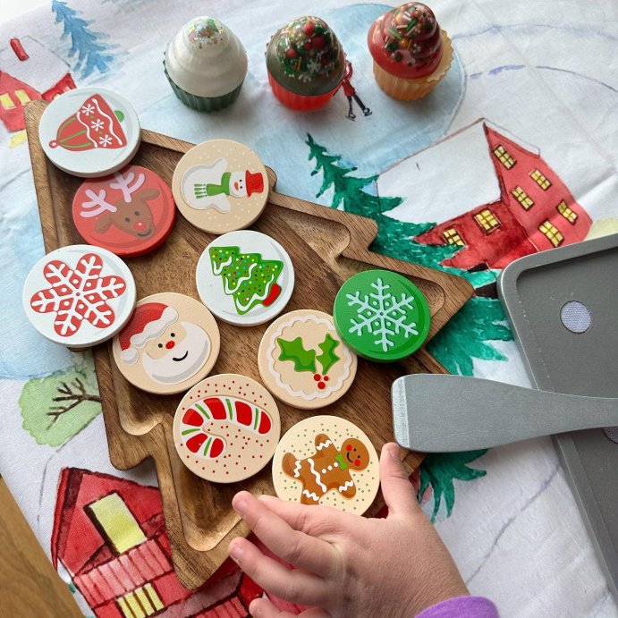 user image by @brightmamalight, Melissa &#38; Doug Slice and Bake Wooden Christmas Cookie Play Food Set
