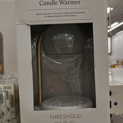 White Frosted Ceramic Candle Lamp Warmer with Brass Stand