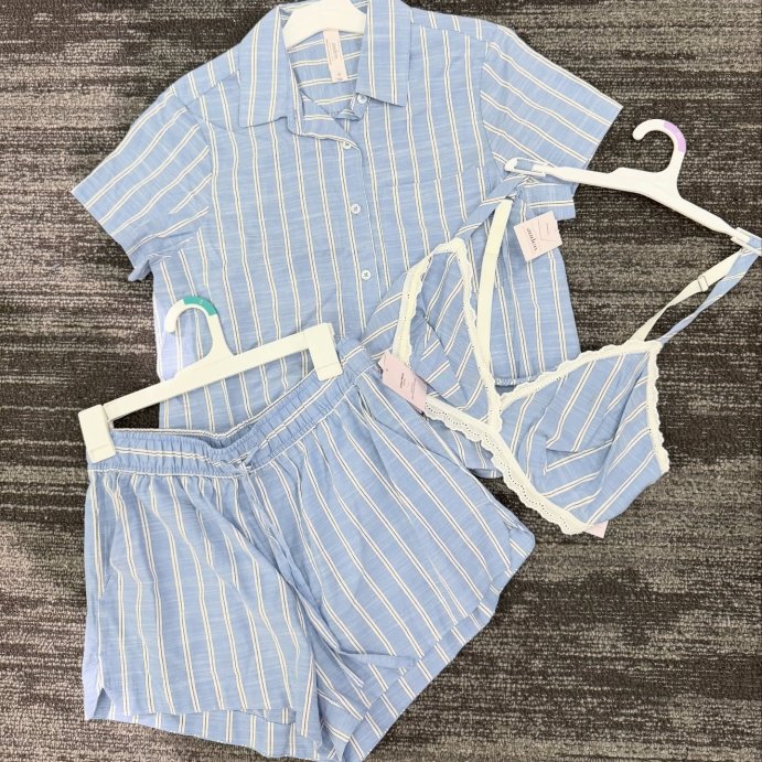 user image by @melissatrincado, Women's Striped Cotton Blend Short Sleeve Pajama Shirt - Auden™