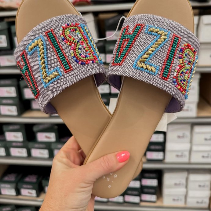 user image by @camp_bellez_closet, Women&#39;s Nehemia Beaded Canvas Slide Sandals - A New Day&#8482;