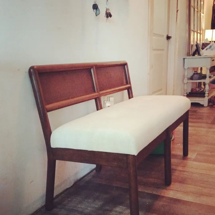 user image by @djvu17, Woodspring Caned Back Bench Dark Walnut/Cream - Threshold&#8482; designed with Studio McGee
