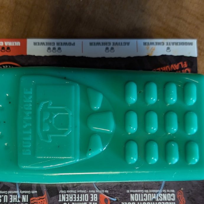 user image by @targetmama09, Bullymake Tough Chew Cell Phone Green Chicken Scent Dog Interactive Toy