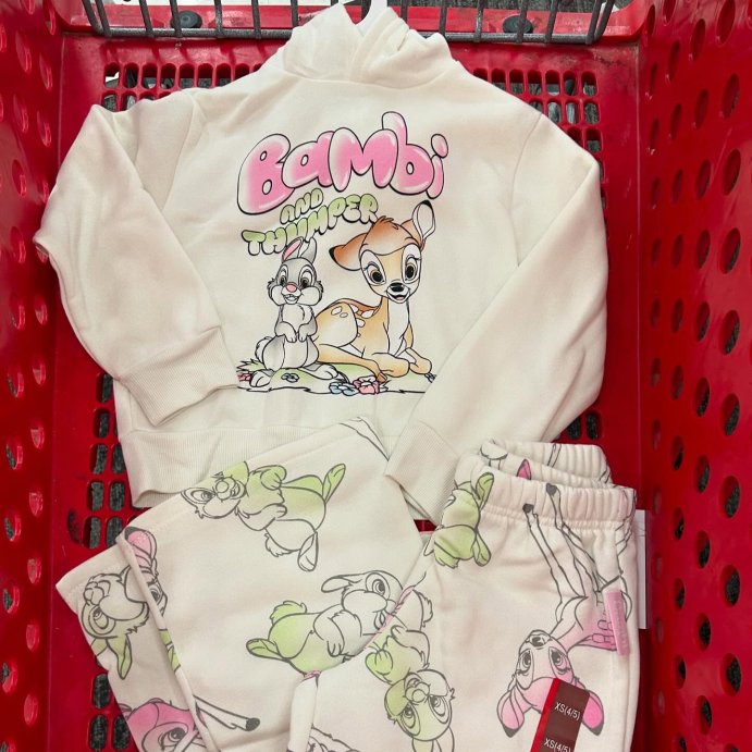 user image by @thetargetkidshopper, Girls' Disney Bambi and Thumper Fleece Sweatpants - Ivory