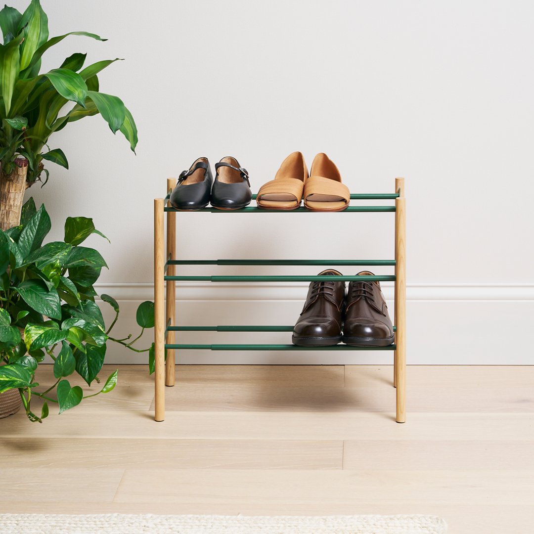 Forest Green Expandable Shoe Rack