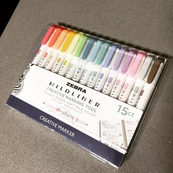 user image by @bujo.my.mind, Zebra 15ct Mildliner Dual-tip Creative Marker Assorted Colors: Mildliner Highlighters, Fine &#38; Bold Tips, Multicolored Ink, Teacher Supplies