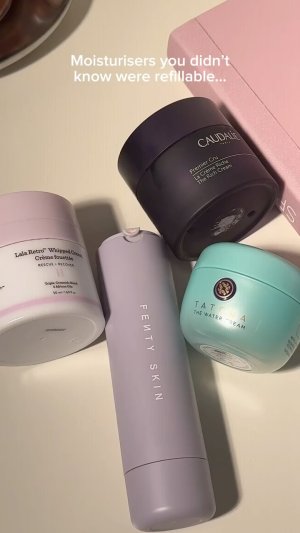 @spacenk&rsquo;s instagram video of Fenty Beauty Fenty Skin Hydra Vizor Broad Spectrum Mineral SPF 30 Sunscreen Moisturiser Refill,Tatcha The Water Cream,Caudalie Premier Cru The Cream,Drunk Elephant Lala Retro Whipped Cream