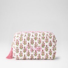 Shop Block Print Travel Pouch, Large, Pink Clover Flower and more