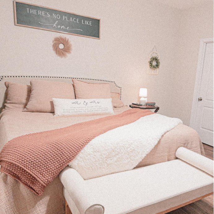 user image by @cozymodhomeco, Randolph Bench with Bolster Pillows Linen - Threshold™ designed with Studio McGee