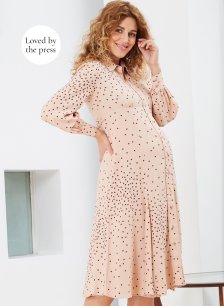 Shop Isabella Oliver Juniper Maternity Shirt Dress-Light Peach Polka and more