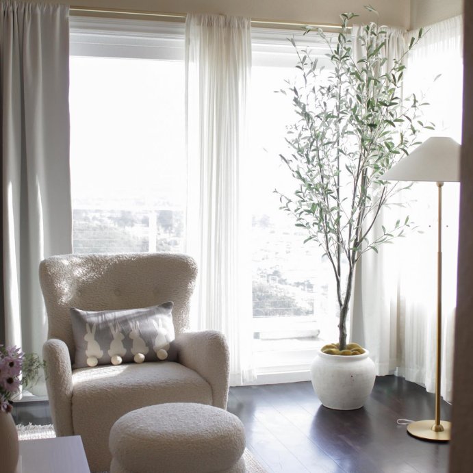 user image by @homewithelivy, Clarkdale Channel Tufted Ottoman with Wood Base - Threshold™ designed with Studio McGee