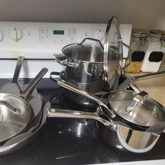 user image by @shantechante, 12pc Stainless Steel Cookware Set with 6pc Pan Protectors Silver - Figmint&#8482;