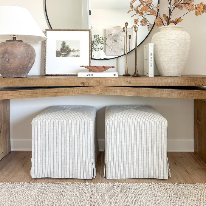 user image by @thislovelyabode, Lynwood Slipcover Cube Ottoman - Threshold™ designed with Studio McGee