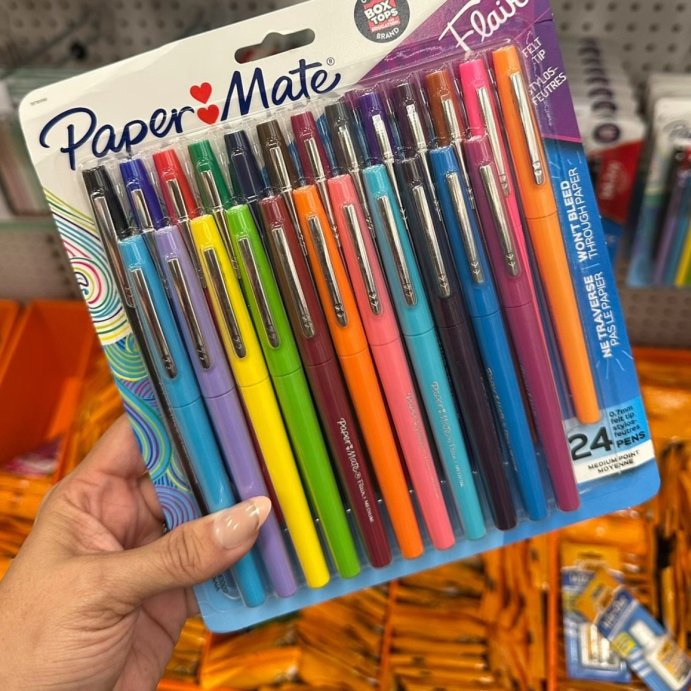 user image by @targetpursuit, Paper Mate Flair 24pk Felt Pens 0.7mm Medium Tip Multicolored: Art Stationery, Durable Quick Drying, Pocket Clip