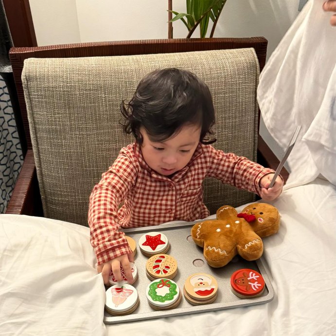 user image by @heidesconnor, Melissa &#38; Doug Slice and Bake Wooden Christmas Cookie Play Food Set