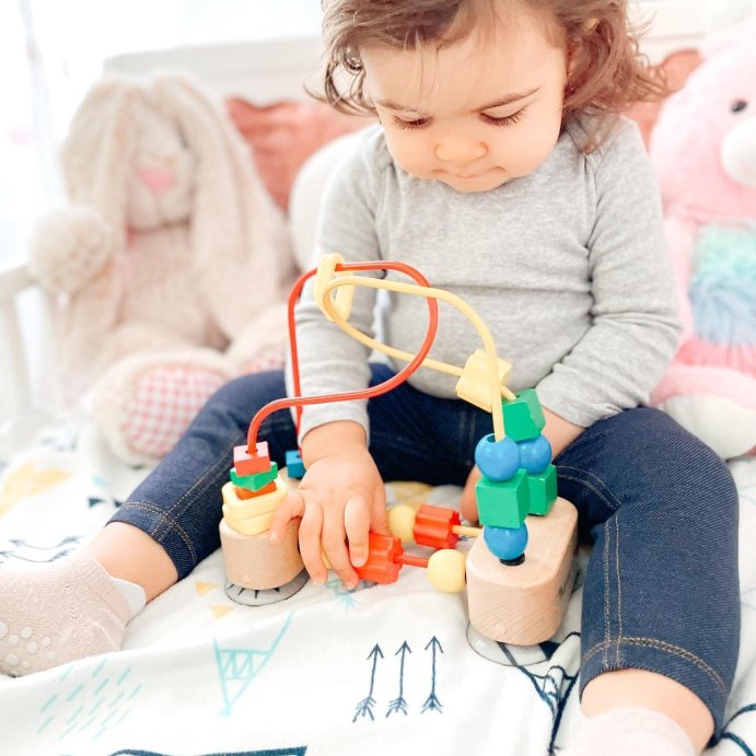 user image by @melissaanddougtoys, Melissa &#38; Doug First Bead Maze Wooden Educational Toy for Floor, High Chair, Table