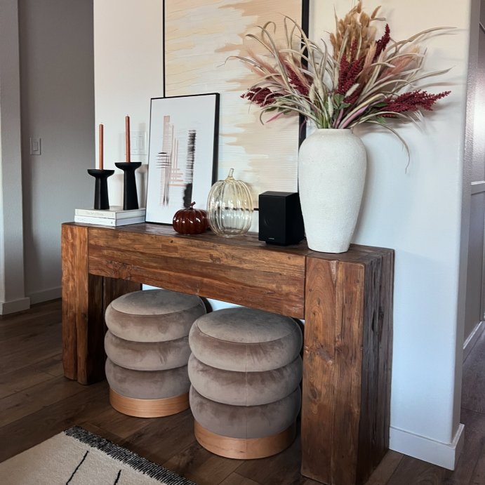 user image by @terifode, Clarkdale Channel Tufted Ottoman with Wood Base - Threshold™ designed with Studio McGee