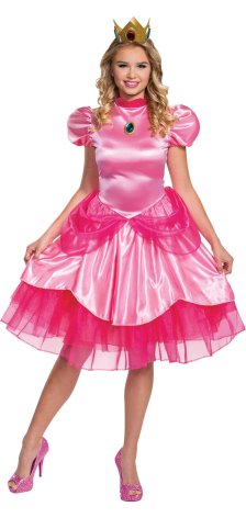 Shop Adult Nintendo Super Mario Bros Princess Peach Pink Dress Halloween Costume, More Options Available and more