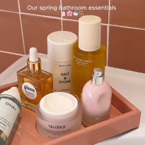 @spacenk&rsquo;s instagram video of Saltair Salt Water Vanilla Body Oil,Glossier You Eau de Parfum,Gisou Honey Infused Hair Oil,Salt & Stone Neroli & Basil Deodorant,Medik8 Advanced Night Restore,Ouai Santorini Fragrance Mist