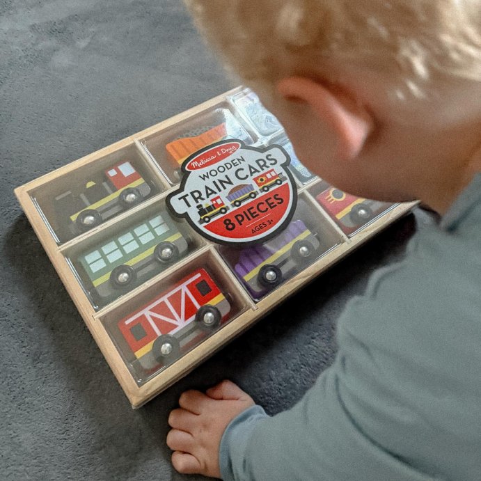user image by @newmomproductmusthaves, Melissa &#38; Doug Wooden Magnetic Train Cars - 8 Piece Educational and Skill-Building Wooden Toy for Boys and Girls