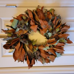 Dried Magnolia Wheat Wreath