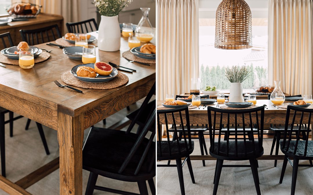Shop August Extension Dining Table -Jenna Oak, Hershel Dining Chair -Yvie Black and more