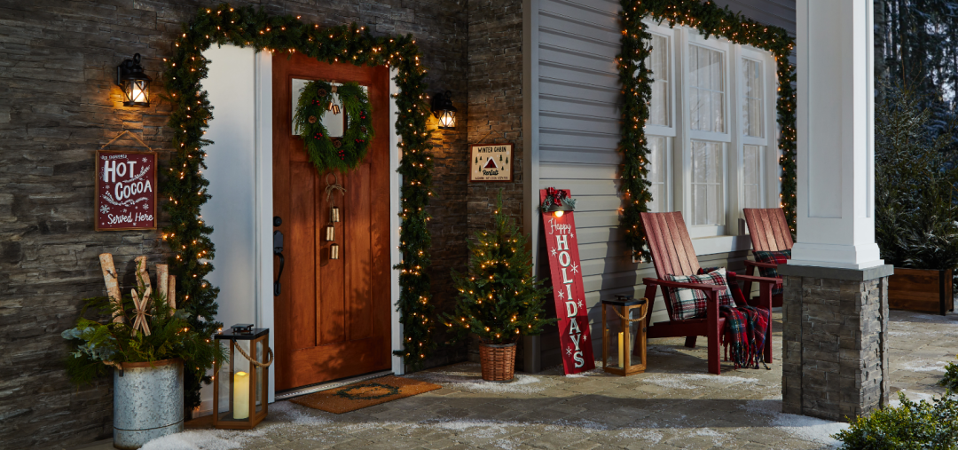 Shop NOMA Pre-Lit LED Artificial Carolina Garland Christmas Decoration, 9-ft, CANVAS Canadian Christmas Collection Light-Up Wooden Lantern with Rope Handle, CANVAS Christmas Decoration Cedar Heart-Shaped Wreath with Bells, 24-in, CANVAS Christmas Decoration Wreath Noel Coir Door Mat, 18 x 30-in, CANVAS Hand Painted Winter Cabin Rentals Wall Sign, Bilingual, 15-in, CANVAS Pre-Lit Indoor Upswept Spruce Potted Christmas Tree, 70 LED Lights, 4-ft, CANVAS Pre-Lit Happy Holidays LED Light Up Porch Sign, English, Red, 48-in, CANVAS Christmas Decoration Brushed Plaid Throw, Red, 60-in and more