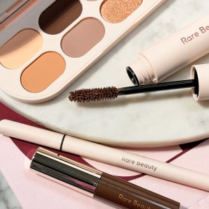 @spacenk&rsquo;s instagram photo of Rare Beauty Brow Harmony Flexible Lifting Gel,Rare Beauty Perfect Strokes Matte Liquid Liner,Rare Beauty Perfect Strokes Universal Volumizing Mascara Brown,Rare Beauty Essential Neutrals Eyeshadow Palette