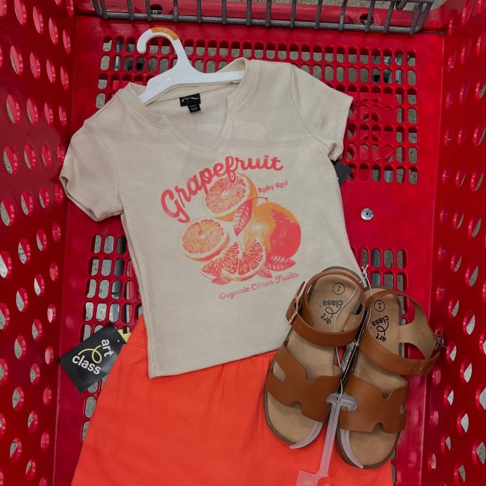 user image by @targetbayareafinds, Girls' Short Sleeve Notched Neck Graphic T-Shirt - art class™