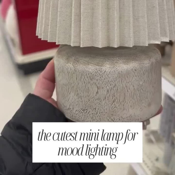 user image by @construction2styleshop, Mini Faux Wood Accent Table Lamp with Pleated Shade - Room Essentials™