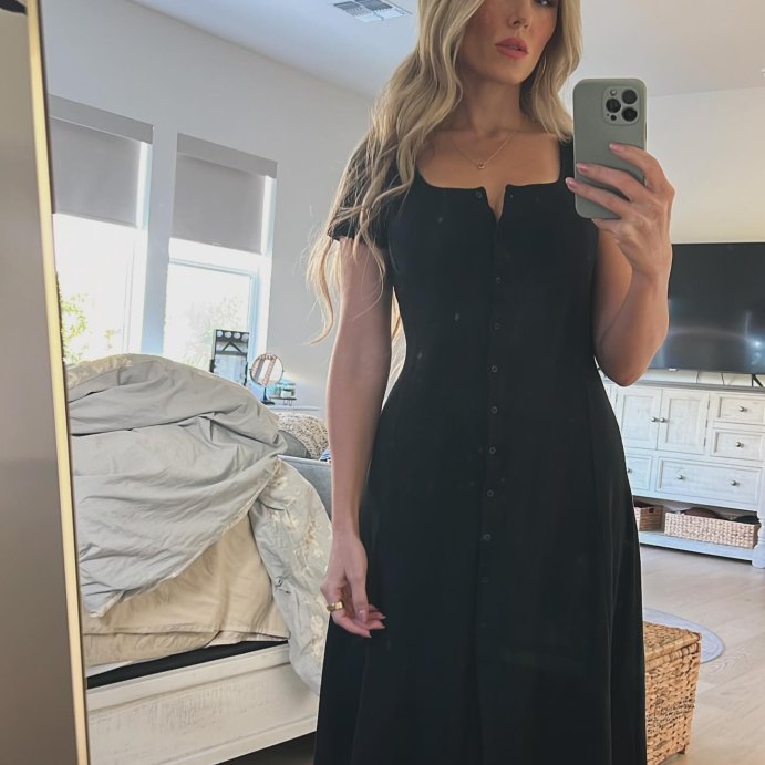 user image by @dr.vanderbilt, Women's Short Sleeve Knit Button-Front Midi A-Line Dress - Universal Thread™