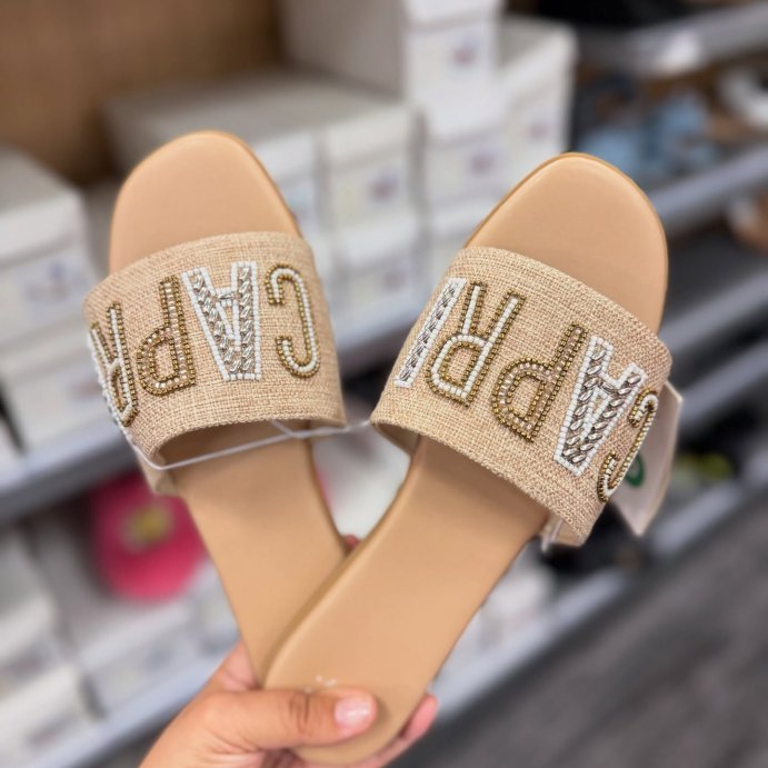 user image by @alleyezonfindz, Women&#39;s Nehemia Beaded Canvas Slide Sandals - A New Day&#8482;