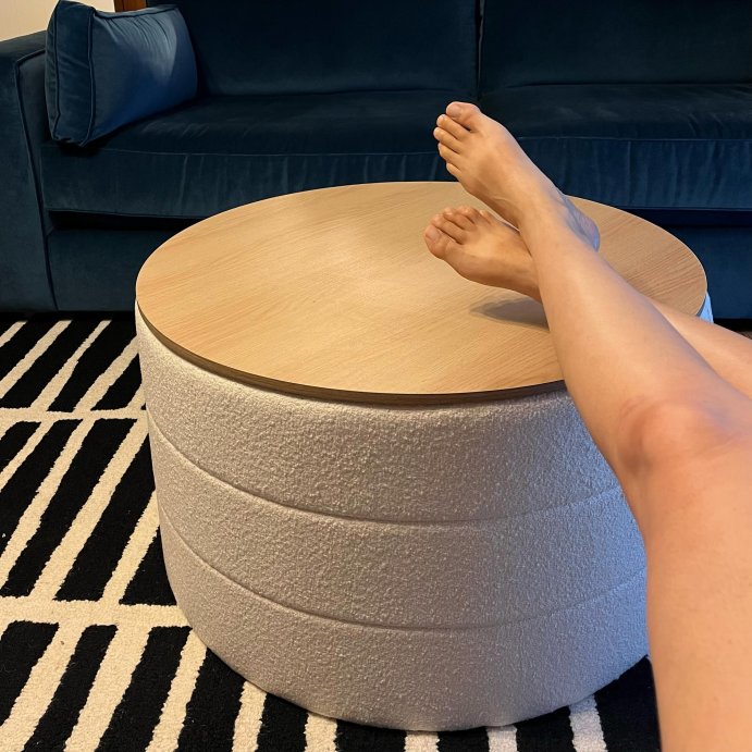 user image by @targetstylust, Tray Top Upholstered Storage Cocktail Boucle Ottoman Cream/White - Threshold&#8482;