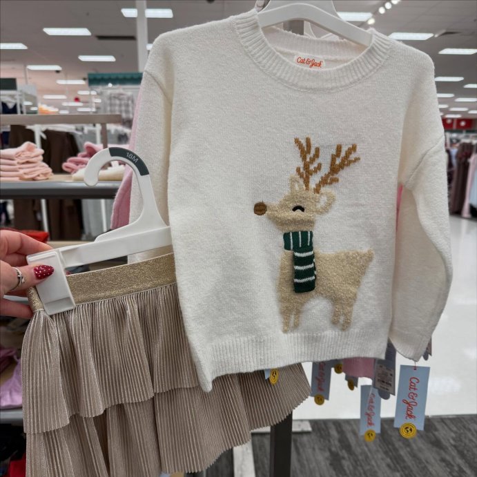 user image by @ministylewith.jules_, Toddler Girls' Jacquard Crewneck Pullover Sweater - Cat & Jack™ Cream