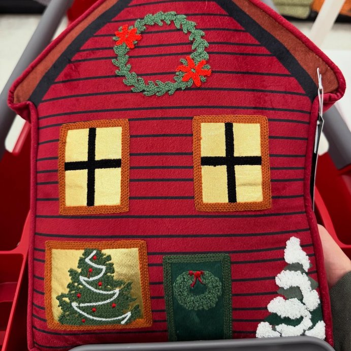 user image by @momcartfinds, Hallmark Novelty Gingerbread House Dec Pillow Sham Red