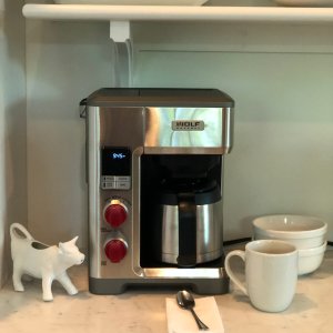 Wolf Gourmet - 10-Cup Coffee Maker with Water Filtration - Stainless Steel/Red Knob