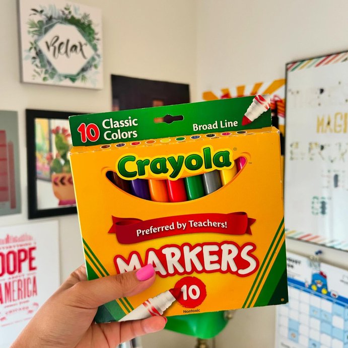 user image by @designtimesimplicity, Crayola Markers Broad Line 10ct Classic: Non-Toxic Artist Markers for Kids, Multicolored School Supplies