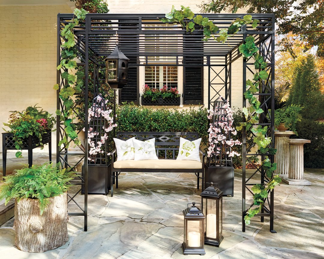 Shop Bunny Williams Deming Gazebo, Bunny Williams Hollenbeck Garden Bench with Cushion, Bunny Williams Shipman Planter Stand, Bunny Williams Obelisk Planter - Ballard Designs, Bunny Williams Woodland Planter, Bunny Williams Outdoor Lantern, Bunny Williams Trescott Pedestal and more