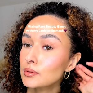 @spacenk’s instagram video of LANEIGE Lip Sleeping Mask,Rare Beauty Soft Pinch Liquid Blush