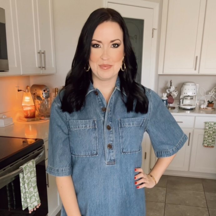 user image by totargetigo, Women's Denim Mini Shirtdress - Future Collective Medium Wash