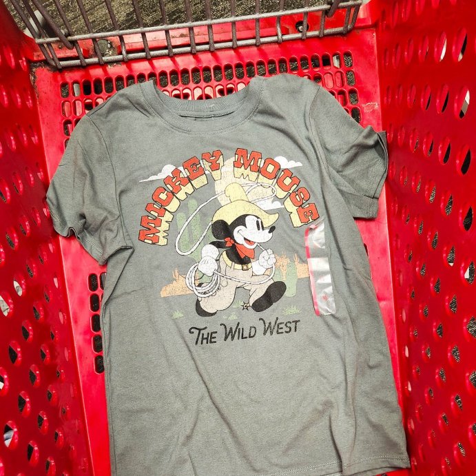user image by @ohtarget, Women's Wild West Mickey Short Sleeve Graphic T-Shirt - Green