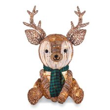 Shop CANVAS Pre-Lit Woodland Sitting Deer with Scarf, 50 Warm White LEDs, Indoor/Outdoor Decoration for Christmas, Brown, 34-in and more
