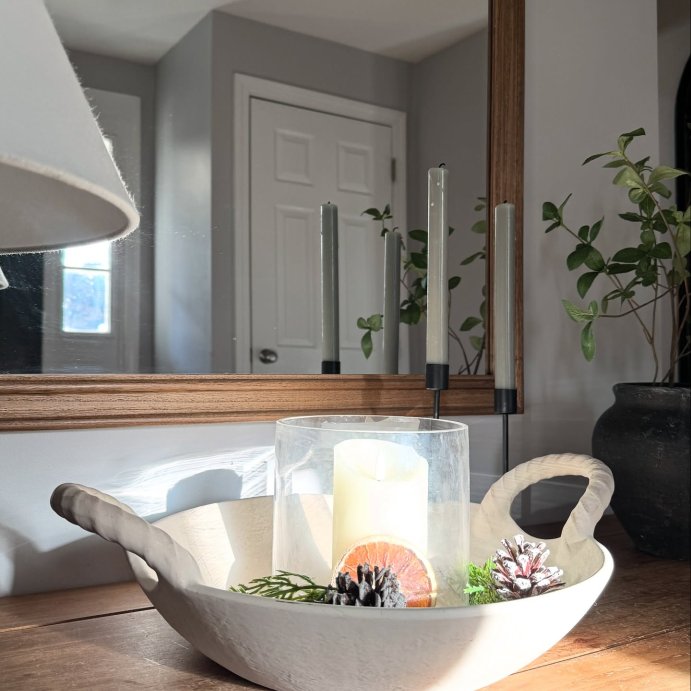 user image by @newenglanddesignmama, Antique Finish Ceramic Bowl - Threshold&#8482; designed with Studio McGee: Artisanal Elegance, Twisted Handle Design, Tabletop Decor