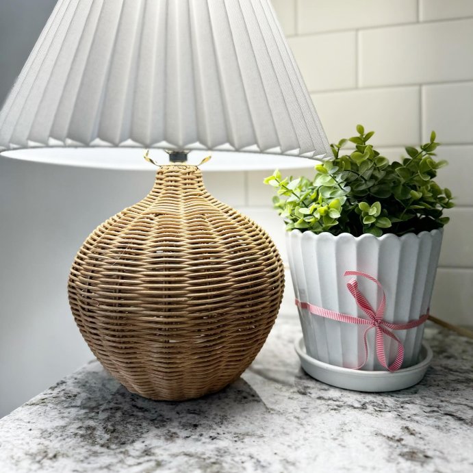 user image by @theturquoisedaisy, Natural Wicker Table Lamp Brown - Threshold&#8482; designed with Studio McGee: Chic Pleated Drum Shade, ETL Listed