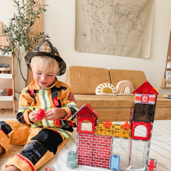 user image by @raising.midwest.littles, MAGNA-TILES Fire Station Magnetic Building Set