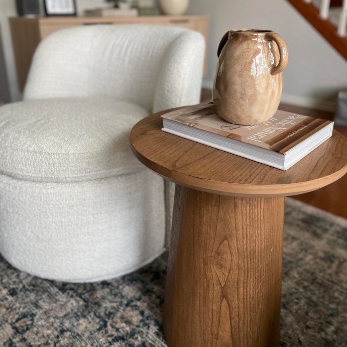 user image by @liskaliving, Wooden Round Pedestal Accent Side Table - Hearth & Hand™ with Magnolia